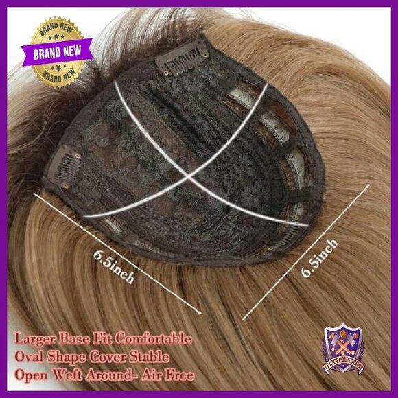 18in Synthetic Hair Topper with Bangs Large Base Clip-in Wiglet main image 6